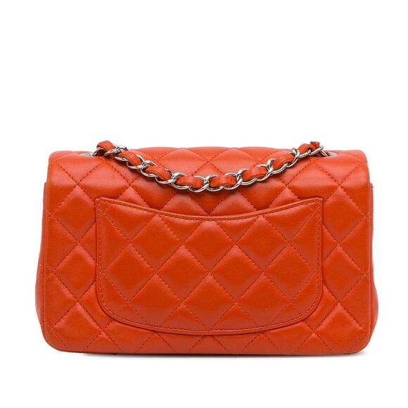 Pre Loved chanel Mini Chain Bag Classic Style Women Orange Crossbody Bags - Picture 4 of 8